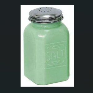 Retro Jadeite Salt Shaker by Tablecraft Jade Colored Embossed Glassware